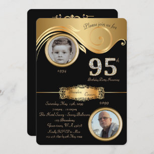 95th, Birthday Man 95th, elegant art deco, paars Kaart