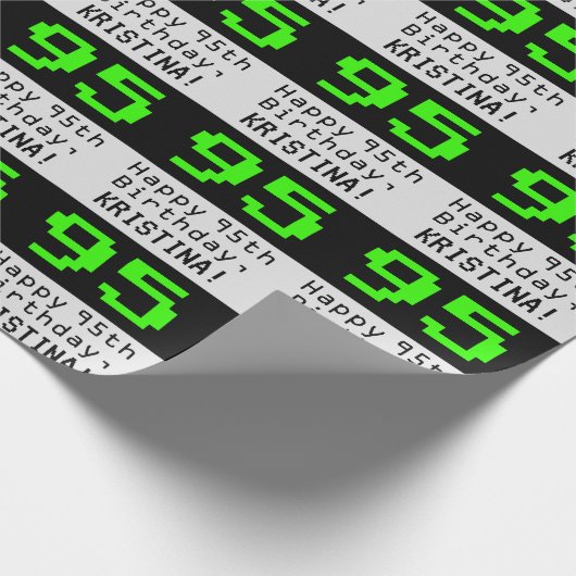 95th Birthday - Nerdy / Geeky Style "95" en naam Cadeaupapier (Hoek)
