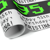 95th Birthday - Nerdy / Geeky Style "95" en naam Cadeaupapier (Rol Hoek)