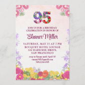 95th Birthday Party - Blush Bloom Floral 95 Kaart (Voorkant)