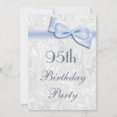 95th Birthday Party Damask en Faux Bow Kaart (Voorkant)
