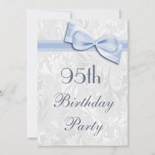 95th Birthday Party Damask en Faux Bow Kaart (Voorkant)
