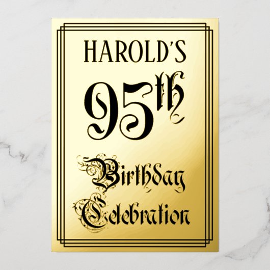 95th Birthday Party — Elegant Script + aangepaste Folie Uitnodiging (Voorkant)
