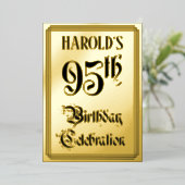 95th Birthday Party — Elegant Script + aangepaste Folie Uitnodiging (Staand Voorkant)