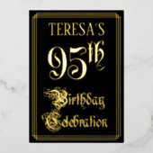 95th Birthday Party — Fancy script & aangepaste na Folie Uitnodiging (Voorkant)