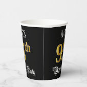 95th Birthday Party — Fancy script, Faux Gold look Papieren Bekers (Rechts)