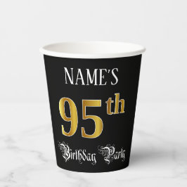 95th Birthday Party — Fancy script, Faux Gold look Papieren Bekers