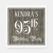 95th Birthday Party — Fancy script, Faux Wood Kijk Servet (Voorkant)