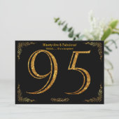 95th Birthday party, Gatsby styl, zwarte gouden gl Kaart (Staand voorkant)