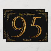 95th Birthday party, Gatsby styl, zwarte gouden gl Kaart (Voorkant / Achterkant)