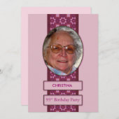 95th Birthday Party Invitation Afbeelding and Name Kaart (Voorkant / Achterkant)