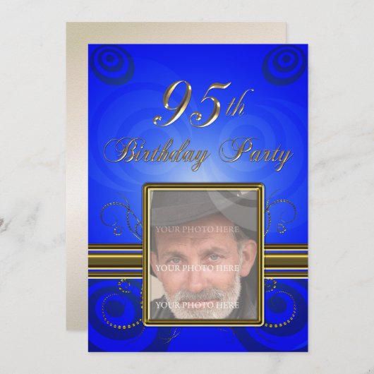 95th Birthday party Invitation Kaart (Voorkant / Achterkant)
