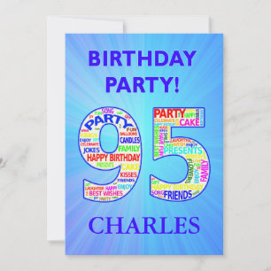95th Birthday Party Invitation Voeg een naam toe Kaart