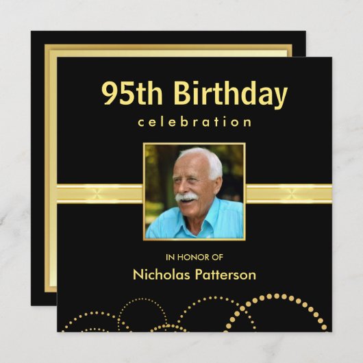 95th Birthday Party Invitations - Foto optioneel Kaart (Voorkant / Achterkant)
