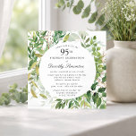 95th Birthday Party Modern Green Botanical  Kaart<br><div class="desc">Honor a special person with this elegant 95th Birthday party invitation. A variety of leaves and vines creates a round botanical frame.</div>