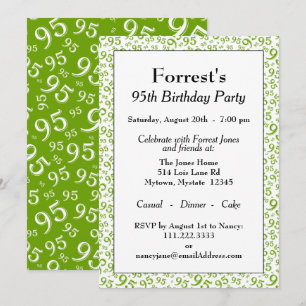 95th Birthday Random Number Pattern Green/White Kaart