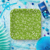 95th Birthday Random Number Pattern Green/White Papieren Bordje (Feest)