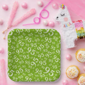 95th Birthday Random Number Pattern Green/White Papieren Bordje (Feest)