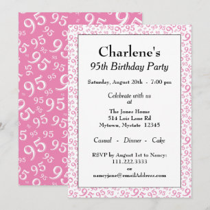 95th Birthday Random Number Pattern Pink/White Kaart