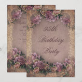 95th Birthday Romantic  Roos en ras Kaart (Voorkant / Achterkant)