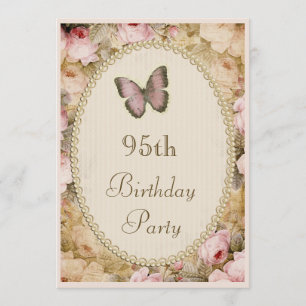 95th Birthday  Rozen Butterfly, Muzieknoten Kaart