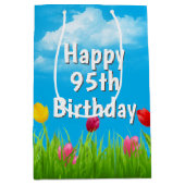 95th Birthday Tulips Medium Gift Bag Cadeauzakje (Voorkant)