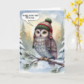95th Birthday Watercolor Owl In Winter Hat Kaart (Gele Bloem)