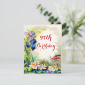 95th Birthday  Waterlilies en Iris Flowers Kaart (Staand voorkant)