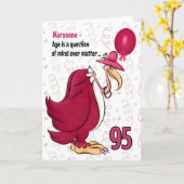 95th Funny Birthday Pink Buzzard met Name Kaart (Gele Bloem)