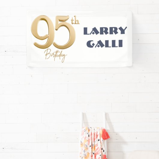 95th Verjaardag Goud Navy Blauw Aangepaste naam Spandoek (Insitu)