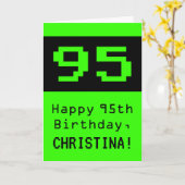 95th Verjaardag: Nerdy / Geeky Stijl "95" en Naam Kaart (Gele Bloem)
