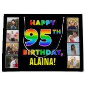 95th Verjaardag: Regenboogtekst, Aangepaste foto's Groot Cadeauzakje (Voorkant)