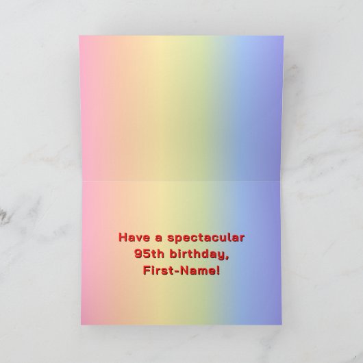 95th Verjaardag: Regenboogtekst, Aangepaste foto's Kaart (Binnen)