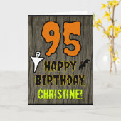 95th Verjaardag: Spooky Halloween Thema, aangepast Kaart (Gele Bloem)