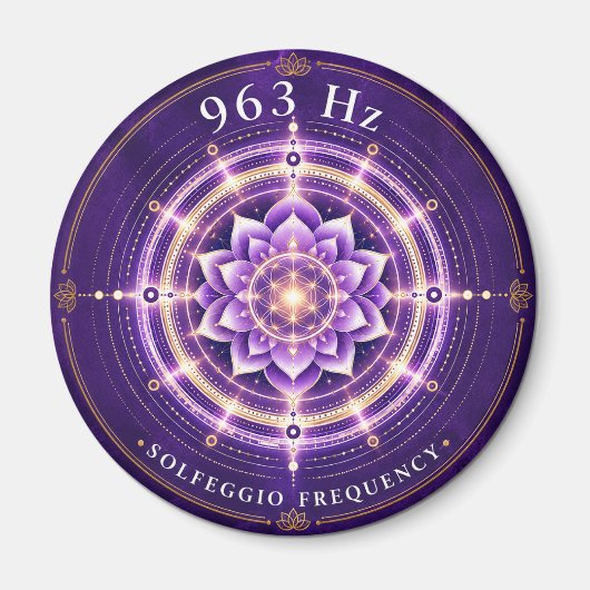 963 Hz Solfeggio Frequentie Magneet | Bloem des Le (Voorkant)