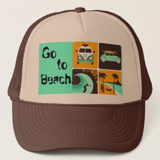 964206652, Go , to, Beach. Trucker Pet (Voorkant)