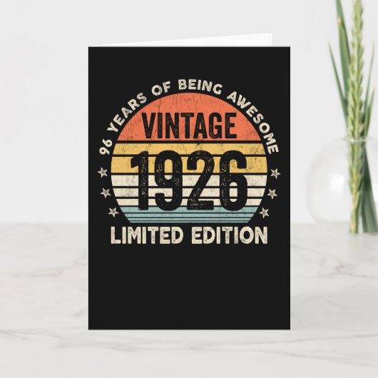 96 jaar geweldig zijn Vintage 1926 Kaart (Voorkant)