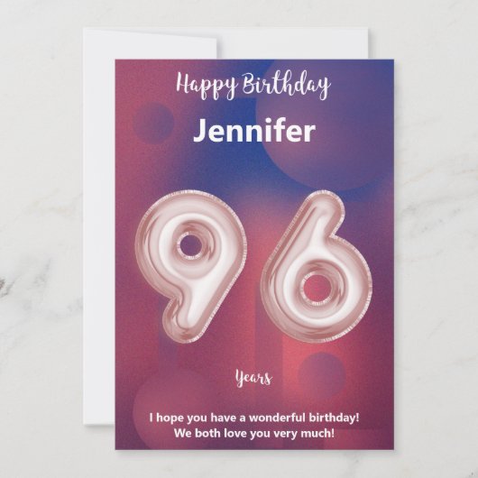 96-jarige Happy Birthday-kaart (Voorkant)