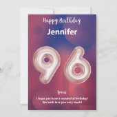 96-jarige Happy Birthday-kaart (Achterkant)