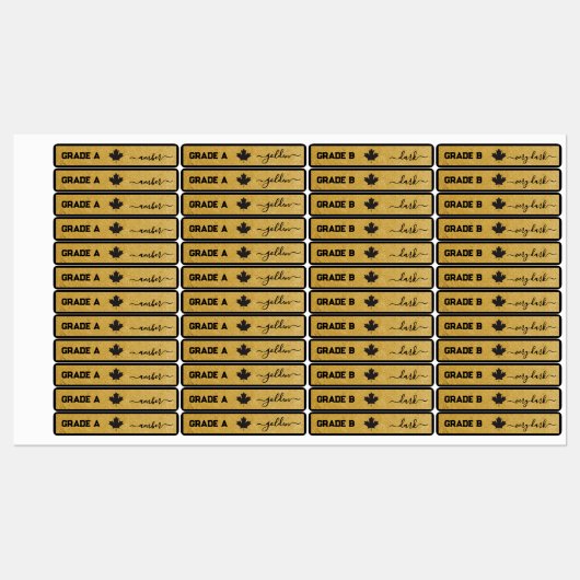 96 Maple Syrup GRADE en Kleur Lid Seal Labels (Vel)