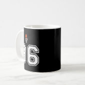 96 Nummer Basketbal Stijl  Wit Premium Koffiemok (Voorkant links)