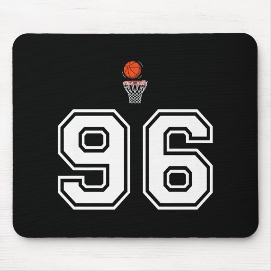 96 Nummer Basketbal Stijl  Wit Premium Muismat (Voorkant)