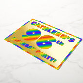 96e Birthday Party - Fun, regenboogspectrum "96" Folie Uitnodiging (Gedraaid)