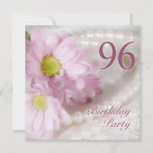 96e Birthday party-uitnodiging met daisies Kaart (Voorkant)