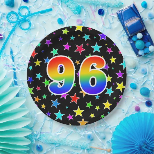 96e Evenement: Vet, Leuk, Kleurrijke Regenboog 96 Papieren Bordje (Feest)
