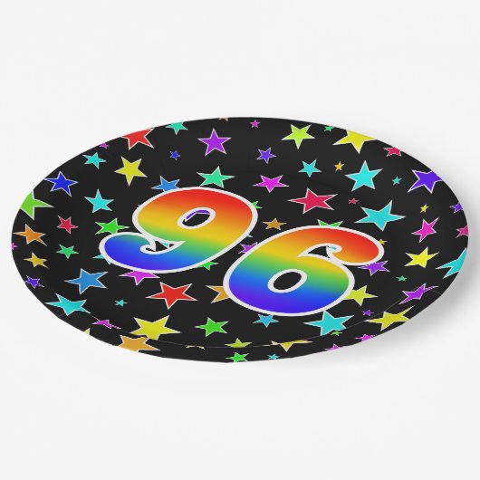 96e Evenement: Vet, Leuk, Kleurrijke Regenboog 96 Papieren Bordje (Gekanteld)
