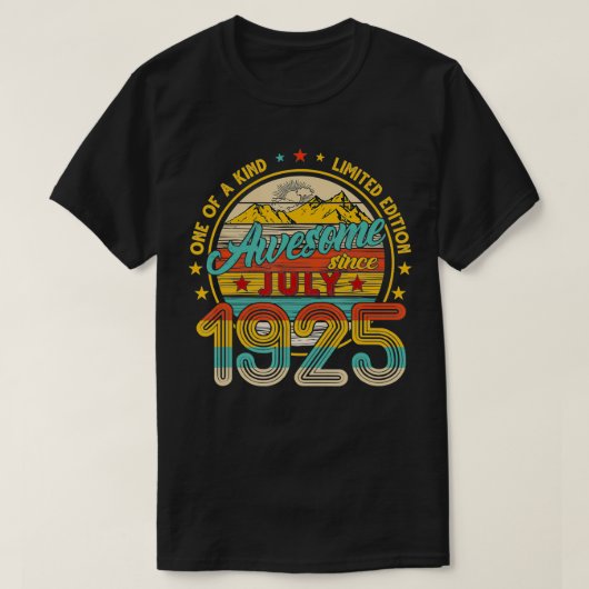 96e geboortedag, juli 1925 Mannen, vrouwen 96 jaar T-shirt (Design voorkant)