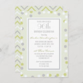 96e Groene en Grijze Polka Dots and Chevrons Kaart (Voorkant / Achterkant)