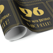 96e verjaardag - Art Deco Geïnspireerde look "96" Cadeaupapier (Rol Hoek)
