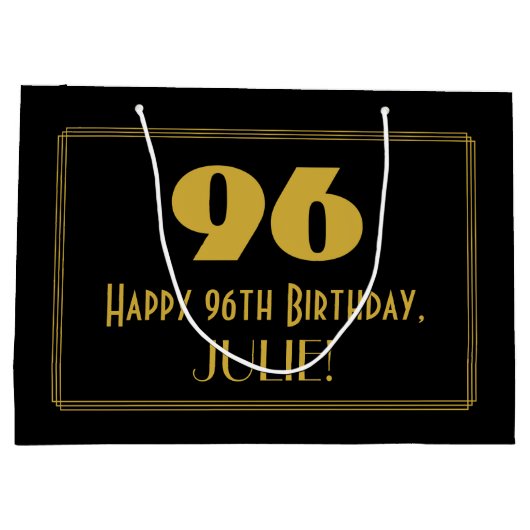 96e verjaardag — Art Deco Geïnspireerde look "96"  Groot Cadeauzakje (Achterkant)